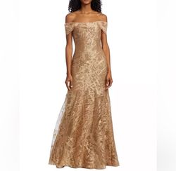 Style L4032A Rene Ruiz Gold Size 4 Military 70 Off Floor Length Prom Straight Dress on Queenly