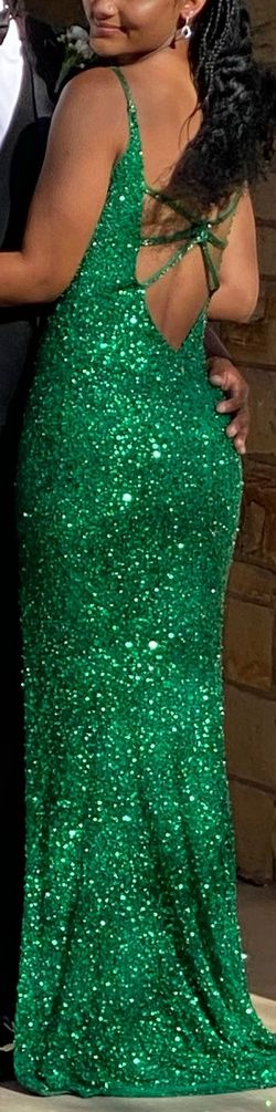 Primavera Green Size 4 Black Tie Pageant Floor Length Side slit Dress on Queenly