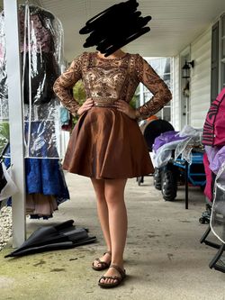 Sherri Hill Brown Size 10 Homecoming High Neck Cocktail Dress on Queenly