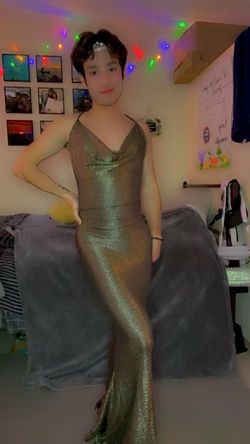 Goodtime USA Gold Size 4 Nightclub Floor Length Mermaid Dress on Queenly