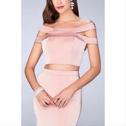 Style 24520 La Femme Pink Size 2 Train Two Piece 24520 Straight Dress on Queenly
