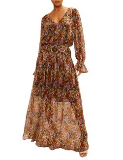 Style 1-1000176509-2696 Ramy Brook Brown Size 12 Long Sleeve A-line Dress on Queenly