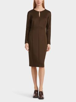Style 1-1165136719-649 Marc Cain Brown Size 2 Tall Height Side Slit Cocktail Dress on Queenly