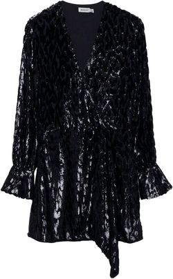 Style 1-1402584974-1498 JONATHAN SIMKHAI Black Size 4 Polyester Long Sleeve Shiny V Neck Cocktail Dress on Queenly