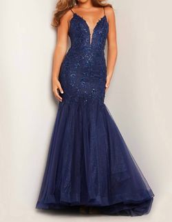 Style 1-2125227437-397 JVN Blue Size 14 Free Shipping Navy Mermaid Dress on Queenly