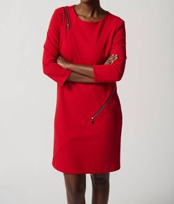 Style 1-2405395046-2168 Joseph Ribkoff Red Size 8 Spandex Long Sleeve Polyester Cocktail Dress on Queenly