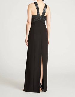 Style 1-2627311052-1901 HALSTON HERITAGE Black Size 6 Spandex Tall Height Straight Dress on Queenly