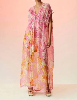 Style 1-3514647373-3236 HEMANT & NANDITA Pink Size 4 Sheer Print Straight Dress on Queenly