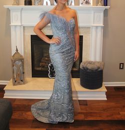 Style PS22062 Portia and Scarlett Blue Size 8 Floor Length Mermaid Dress on Queenly