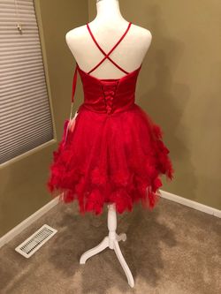 MoriLee Red Size 6 Jersey Shiny Mori Lee Free Shipping Cocktail Dress on Queenly