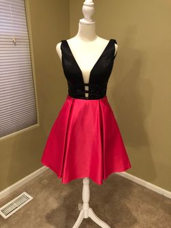 Val Stefani Multicolor Size 2 Jersey Pockets Hot Pink Cocktail Dress on Queenly