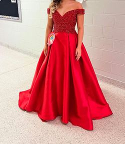 Mac Duggal Red Size 6 Pageant Jersey Ball gown on Queenly