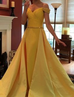 Gregory Ellenburg Yellow Size 0 Floor Length Medium Height Jersey Ball gown on Queenly
