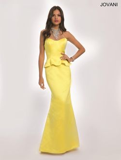 Jovani Yellow Size 0 Jersey High Neck Military Mermaid Dress on Queenly