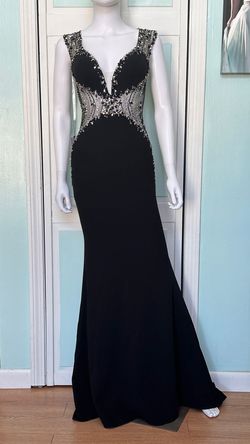 Style 18-696 Madison James Black Size 0 Floor Length 50 Off Mermaid Dress on Queenly
