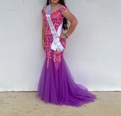 Rachel Allan Multicolor Size 8 Floor Length Jersey Short Height Mermaid Dress on Queenly