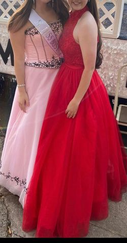Cinderella Divine Red Size 10 High Neck Pageant Free Shipping Floor Length Ball gown on Queenly