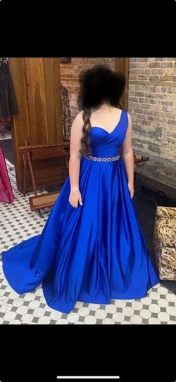 Ashley Lauren Blue Size 2 Jersey Short Height Ball gown on Queenly