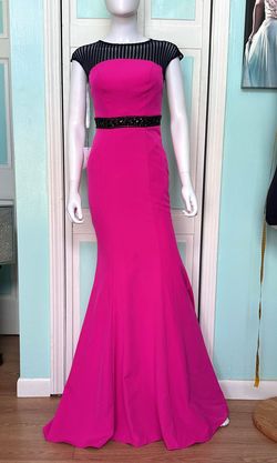 Style 11007A Mac Duggal Multicolor Size 0 Barbiecore Jersey Prom Hot Pink Mermaid Dress on Queenly