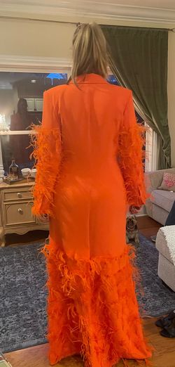Jovani Orange Size 14 Plunge Free Shipping Plus Size A-line Dress on Queenly