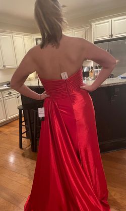 Jovani Red Size 16 Free Shipping Plus Size Side slit Dress on Queenly