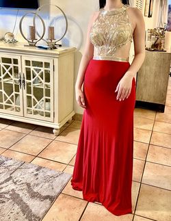 Cinderella Divine Bright Red Size 4 Quinceanera Jewelled Military Straight Dress on Queenly
