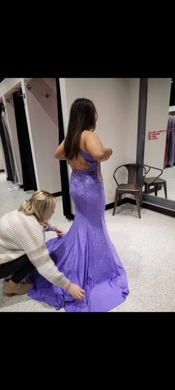 Faviana Light Purple Size 10 Wedding Guest Mini Floor Length Mermaid Dress on Queenly