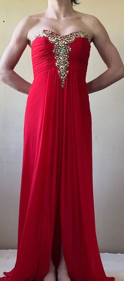 Stacy skylar Red Size 2 Prom Military Jersey A-line Dress on Queenly