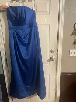 Style 60119 Da vince Blue Size 14 Strapless Navy Wedding Guest Straight Dress on Queenly
