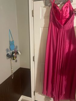Style PE282 Cire Hot Pink Size 14 Floor Length Straight Dress on Queenly