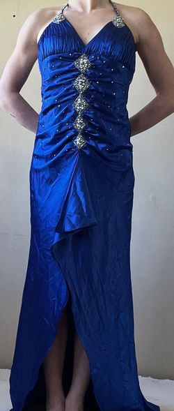 Laura ryen Blue Size 8 Jewelled Floor Length Mermaid Dress on Queenly