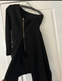 Nicole Bakti Black Size 8 Prom One Shoulder Mini Cocktail Dress on Queenly