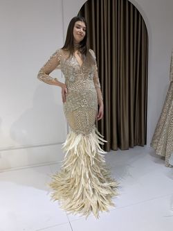 Blini Nude Size 10 Floor Length Prom Long Sleeve Mermaid Dress on Queenly