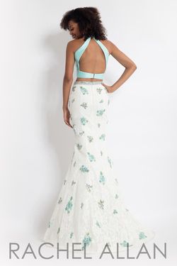 Style 6050 Rachel Allan White Size 2 6050 Two Piece Embroidery High Neck Mermaid Dress on Queenly
