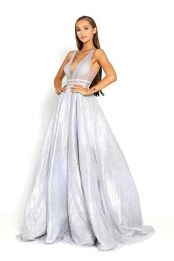 Style PS1998 Portia and Scarlett Silver Size 10 V Neck Ps1998 Glitter Pageant Ball gown on Queenly