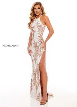 Style 70193 Rachel Allan White Size 0 Backless Pattern 70193 Pageant Prom Straight Dress on Queenly