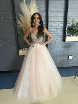 Jovani Light Pink Size 4 Jersey Ball gown on Queenly