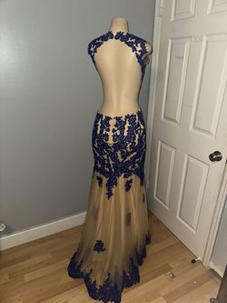 Dave and Johnny Blue Size 8 Prom Pageant Wedding Guest Mermaid Dress on Queenly