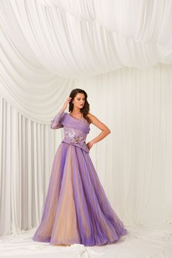 Style F02807 Fouad sarkis Purple Size 8 Embroidery F02807 Floor Length Train Dress on Queenly