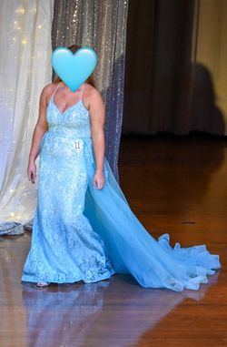 Vienna Blue Size 14 Pageant Prom Straight Dress on Queenly