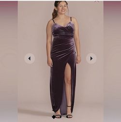 David's Bridal Purple Size 20 Floor Length Plus Size Side slit Dress on Queenly