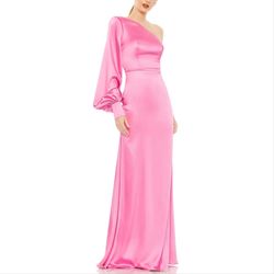Style 26712 Mac Duggal Light Pink Size 2 Satin Wedding Guest Military Straight Dress on Queenly
