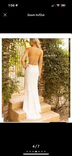 Primavera White Size 00 Free Shipping Engagement Sequined Side slit Dress on Queenly