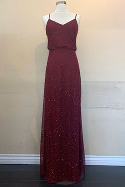 Style KIAH_BURGUNDY18_895BB Amelia Couture Red Size 18 V Neck Tall Height Straight Dress on Queenly