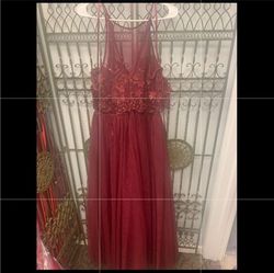 Windsor Red Size 18 High Neck Plus Size Floor Length A-line Dress on Queenly