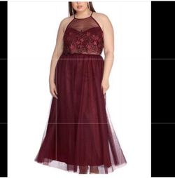 Windsor Red Size 18 High Neck Plus Size A-line Dress on Queenly