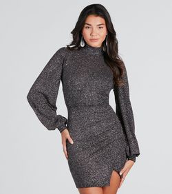 Style 05101-2805 Windsor Black Size 4 Sleeves Party Jersey Sorority Long Sleeve Cocktail Dress on Queenly