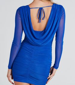 Style 05103-5498 Windsor Blue Size 4 Long Sleeve Sleeves Jersey Cocktail Dress on Queenly