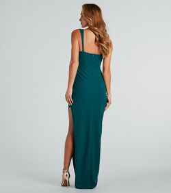 Style 05002-7897 Windsor Green Size 8 Square Neck Prom Corset Side slit Dress on Queenly