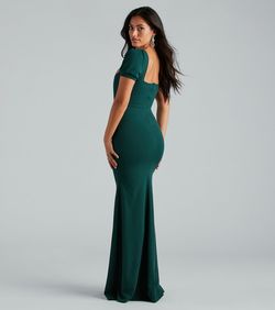 Style 05002-7433 Windsor Green Size 0 Square Neck 05002-7433 Bridesmaid Mini Mermaid Dress on Queenly